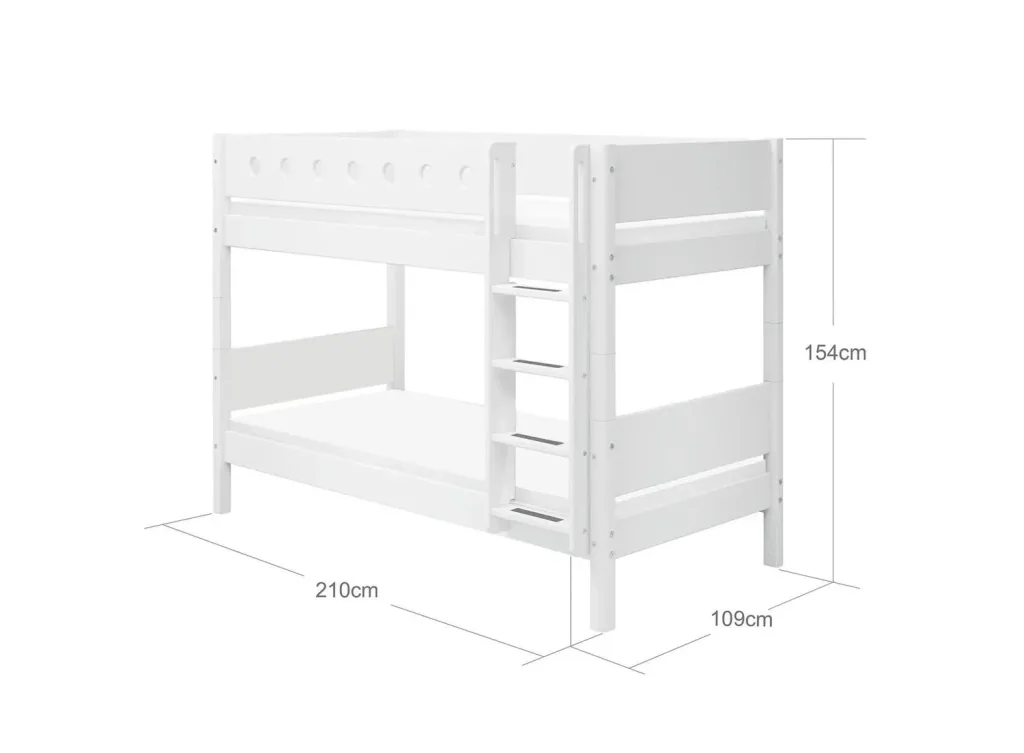 FLEXA Kinderbett, Etagenbett mit Gerader Leiter – Hochwertiges MDF und Kiefer, 90x200 cm, Platzsparende Lösung, Farbe: weiss