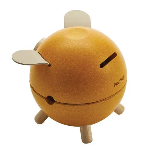 Plan Toys Sparschwein Holz gelb