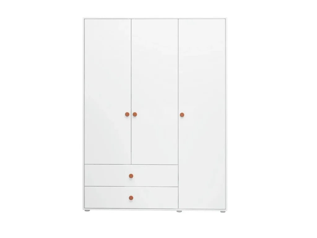 Flexa Kleiderschrank - Roomie, 3 Türen + 2 Schubladen, Farbe: Weiß/Rouge