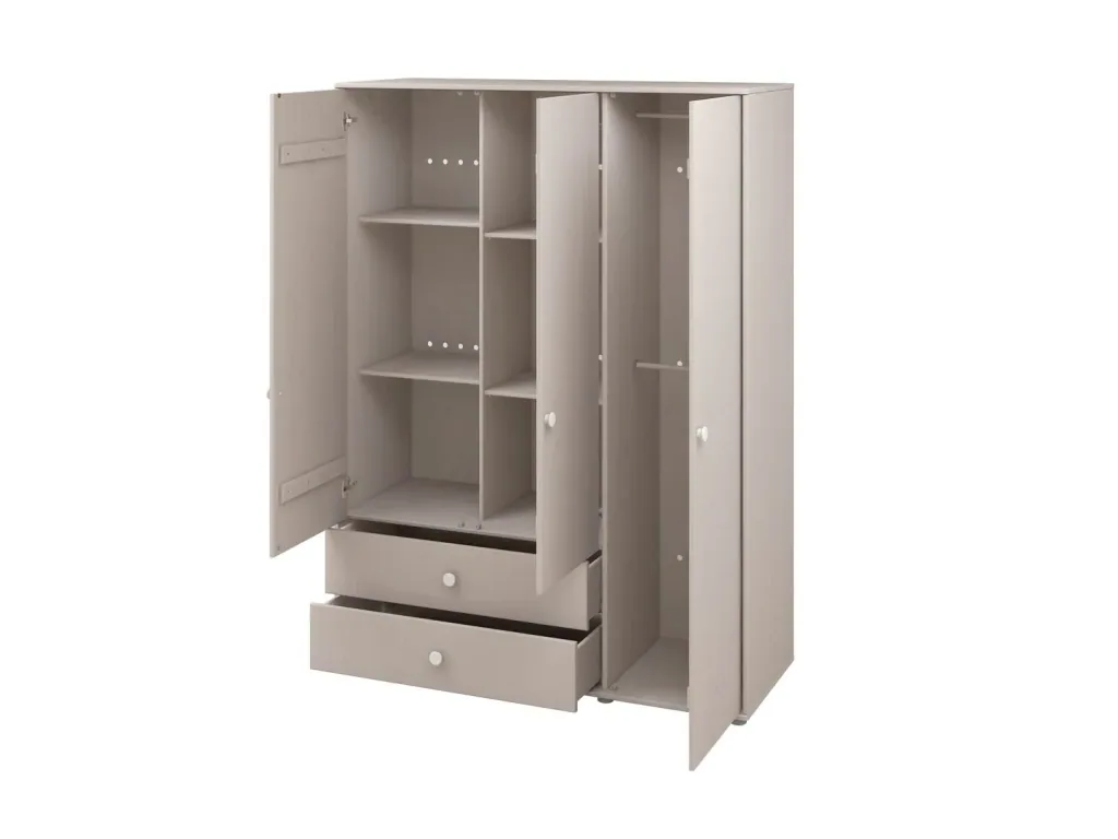 Flexa Kleiderschrank - Classic, 150x202,5 cm, Farbe: Grau gekalkt / Grau gekalkt / Weiß