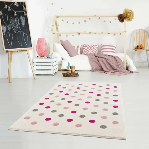 Livone Teppich Konfetti creme rosa grau, Teppichgrösse: 120 x 180 cm
