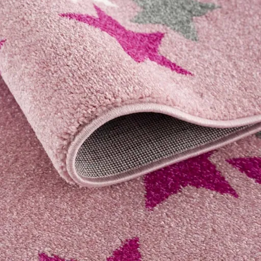 Livone Teppich Sternenband rosa grau, Teppichgrösse: 120 x 180 cm