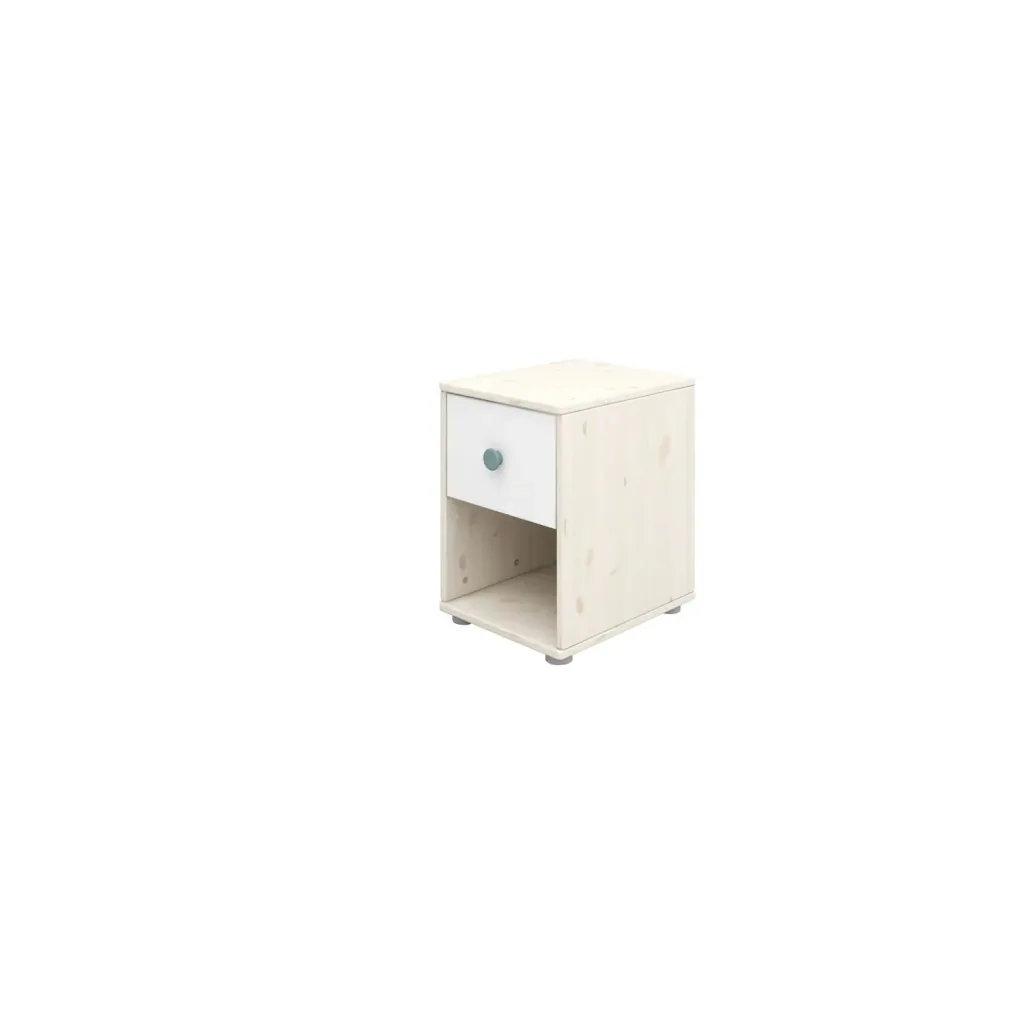 Flexa Kommode - Classic, mit 1 Schublade, 36x51,8 cm, Farbe: Weiß gekalkt / Weiß / Türkis
