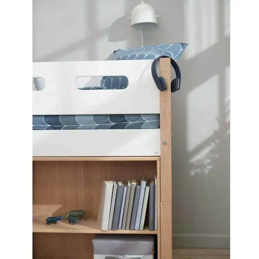Flexa Nor halbhohes Bett Leiter schräg weiß / Eiche