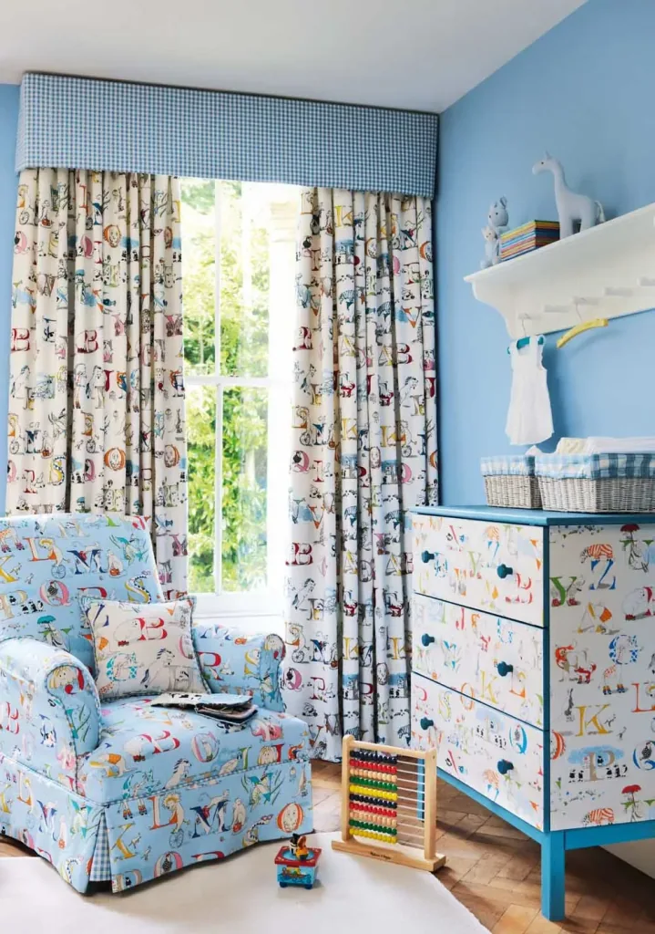 Little Sanderson Abracazoo Motivstoff Alphabet creme aqua grün blau
