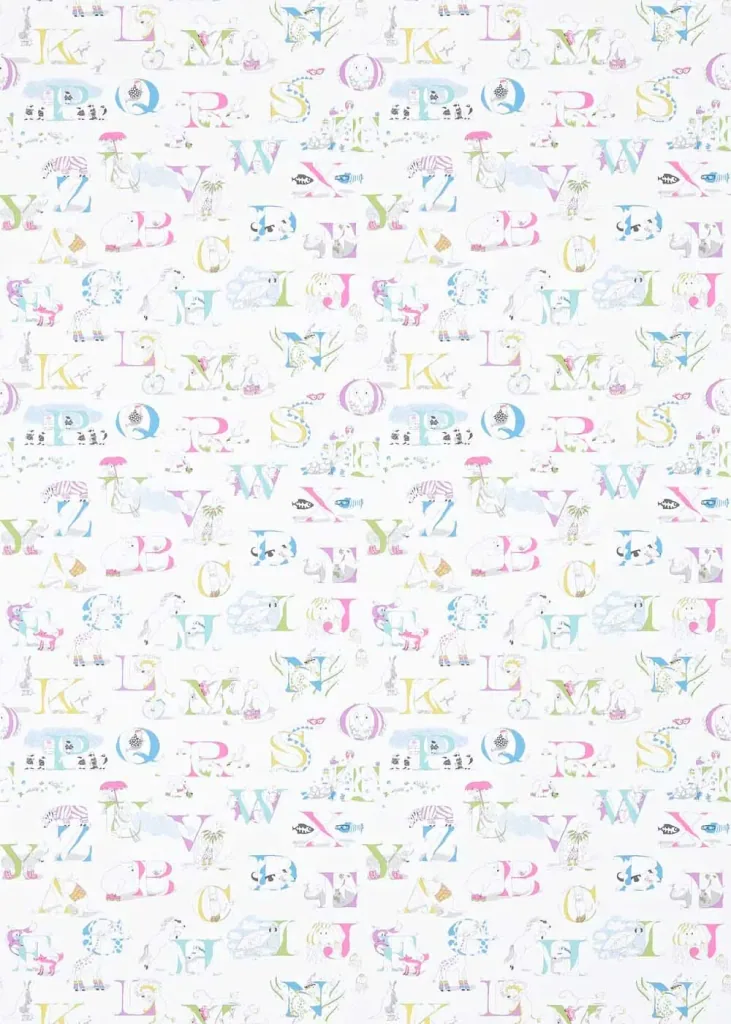 Little Sanderson Abracazoo Motivstoff Alphabet creme aqua grün blau
