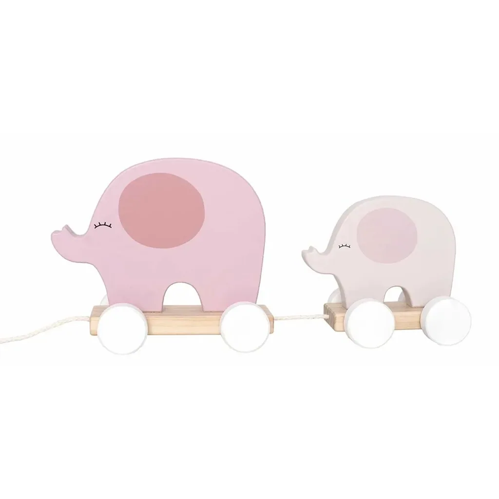 Jabadabado Kinderspielzeug, Nachziehtier - Elefant, Farbe: rosa