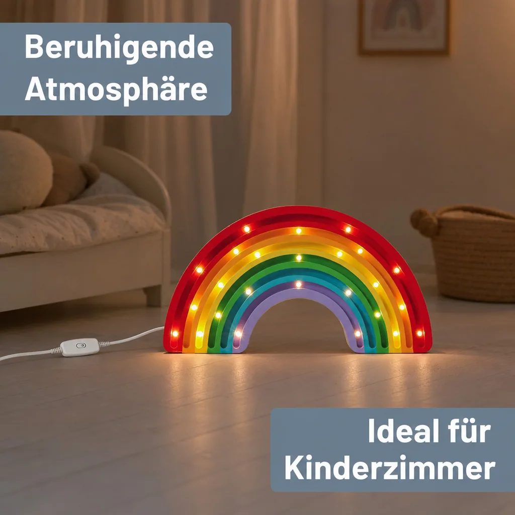Little Lights Nachtlicht Kinder, Nachtlampe Regenbogen - 100% Kiefernholz natur, Farbe: Klassisch