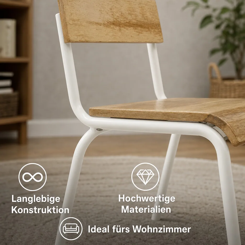 Weißer Kinderstuhl aus Holz und Metall Kidsdepot, Set von 2, 35x36x56 cm