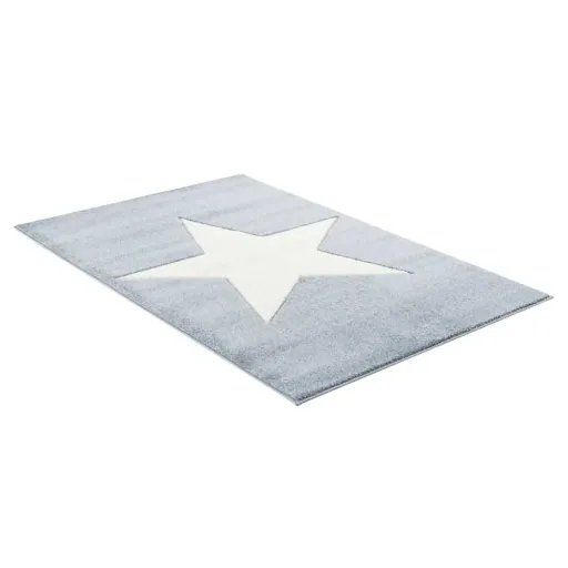 Livone Kinderteppich Stern weiss auf blau, Teppichgrösse: 160 x 230 cm