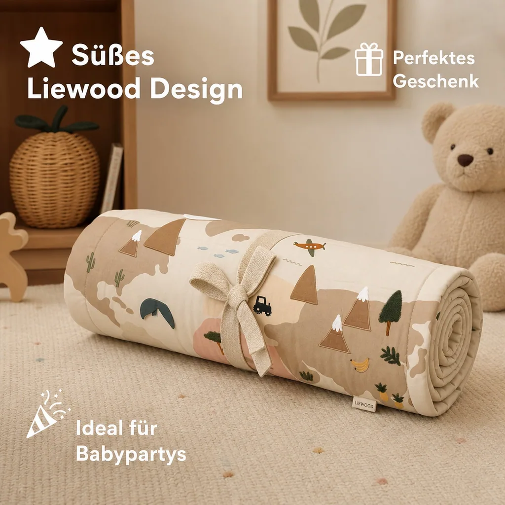 Liewood Krabbeldecke baby, Spieldecke, Aktivitätsdecke - Adonna, Farbe: Weltkarte / Sandy