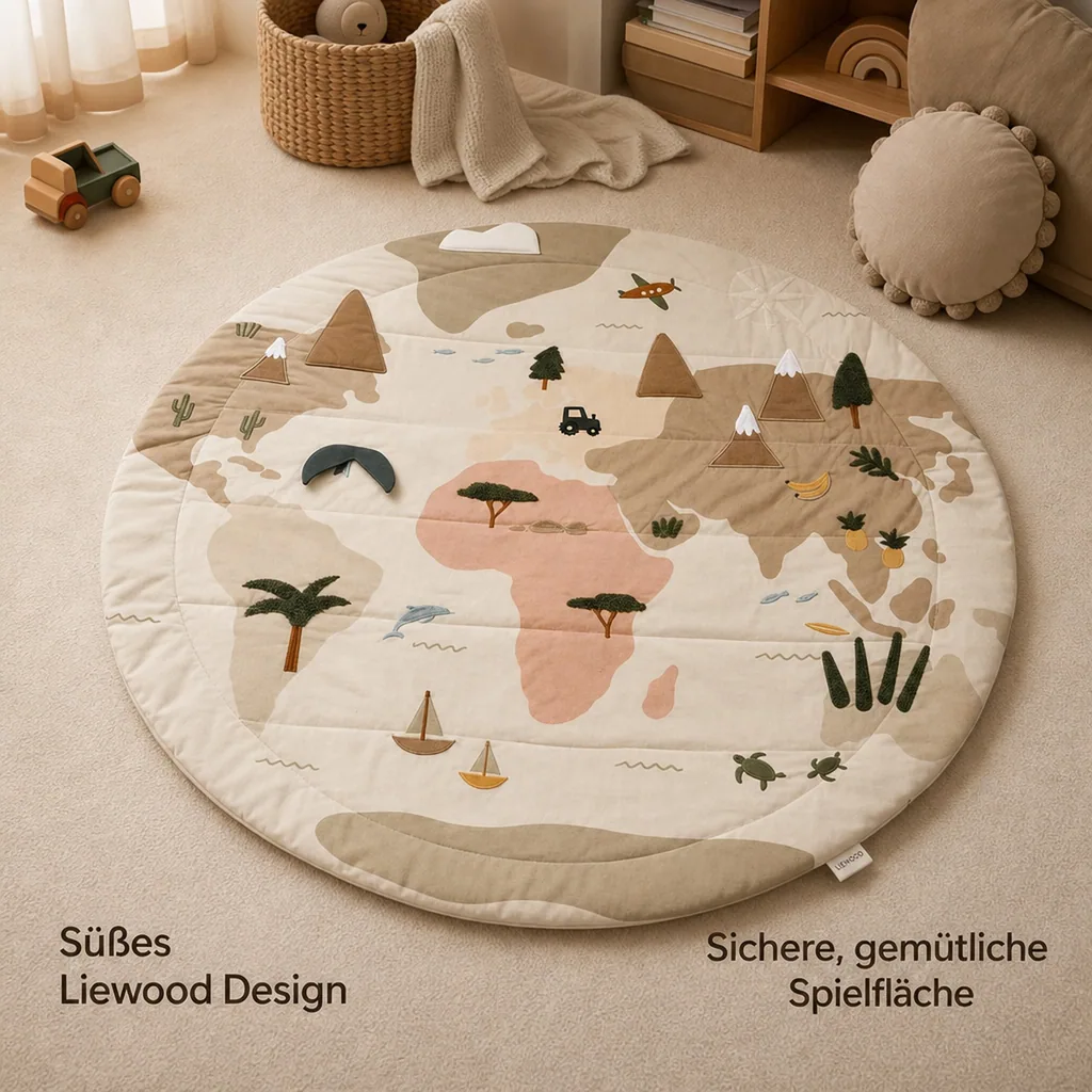 Liewood Krabbeldecke baby, Spieldecke, Aktivitätsdecke - Adonna, Farbe: Weltkarte / Sandy