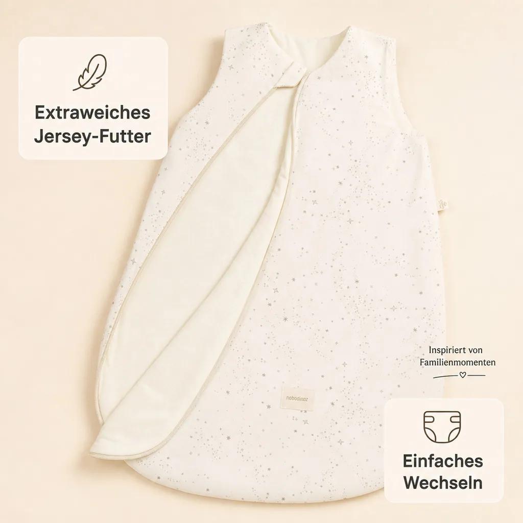 Nobodinoz STORIES Kinderschlafsack, Baby Schlafsack - Cocoon, 0-6 Monate, Farbe: Natürliche Milchstraße