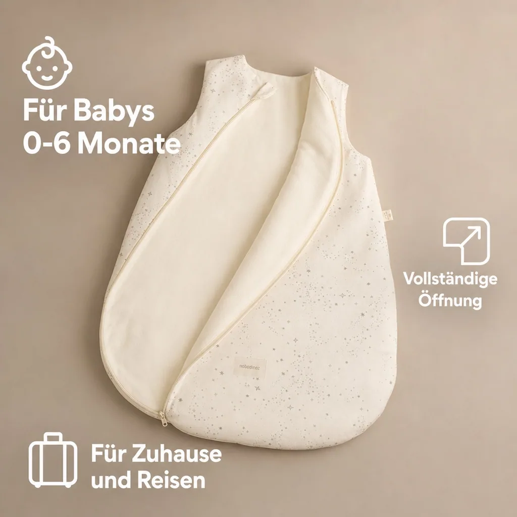 Nobodinoz STORIES Kinderschlafsack, Baby Schlafsack - Cocoon, 0-6 Monate, Farbe: Natürliche Milchstraße