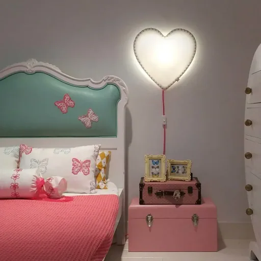 Buokids Softlampe Nachtlicht/Wandlampe Herz, Ausführung: Wandlampe; Farbe der Naht: rosa