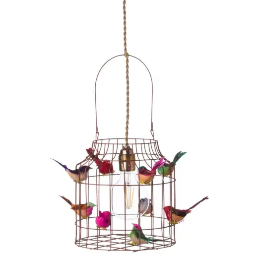 Dutch Dilight Pendellampe rost Vögelchen mix, Größe: groß 72 x 45 cm