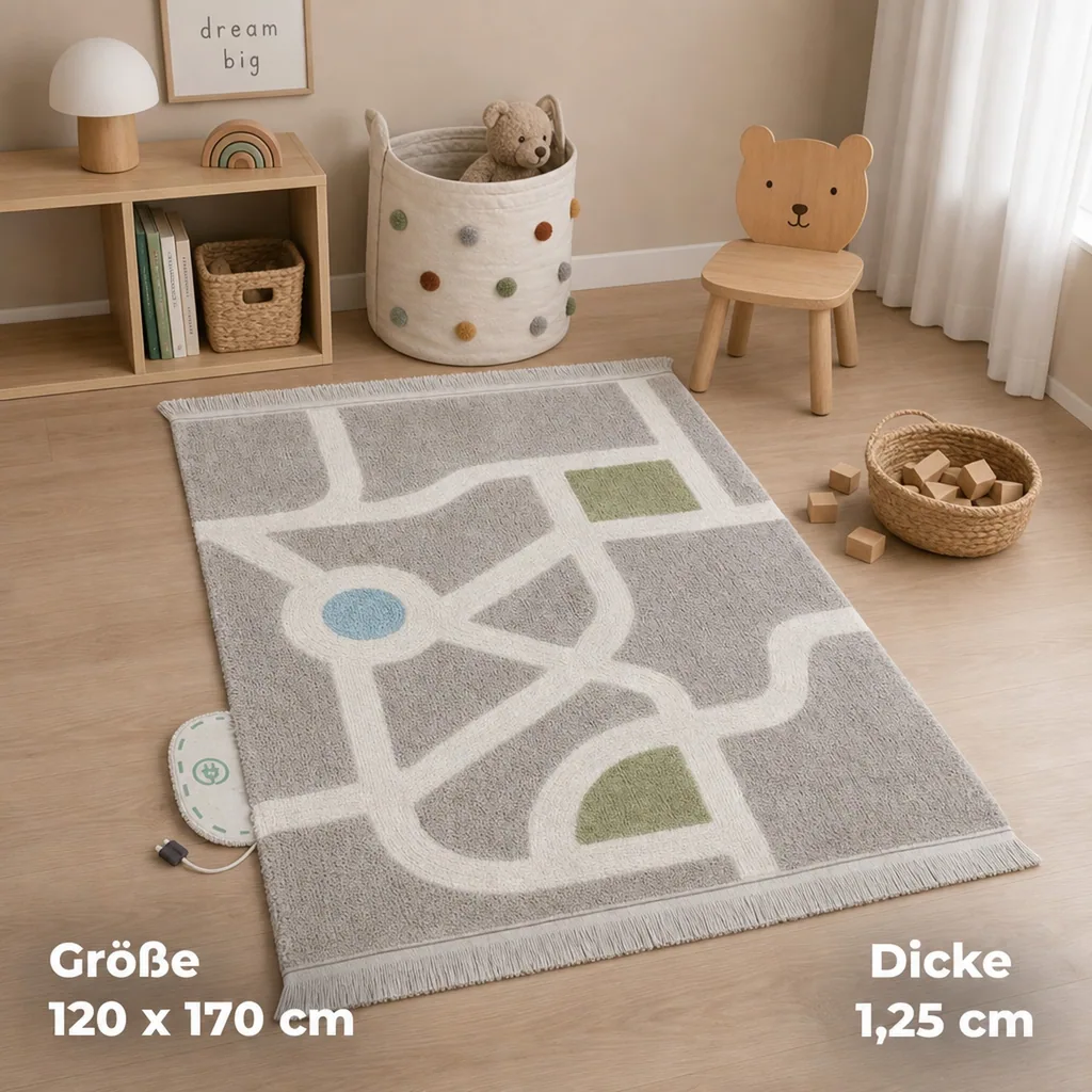 Lorena Canals Waschbarer Teppich, Spielteppich - Ecocity, 120 x 170 cm