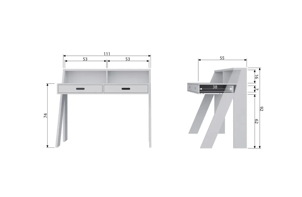 WOOOD - Schreibtisch Connect mit modernem Look, 93x112x55 cm