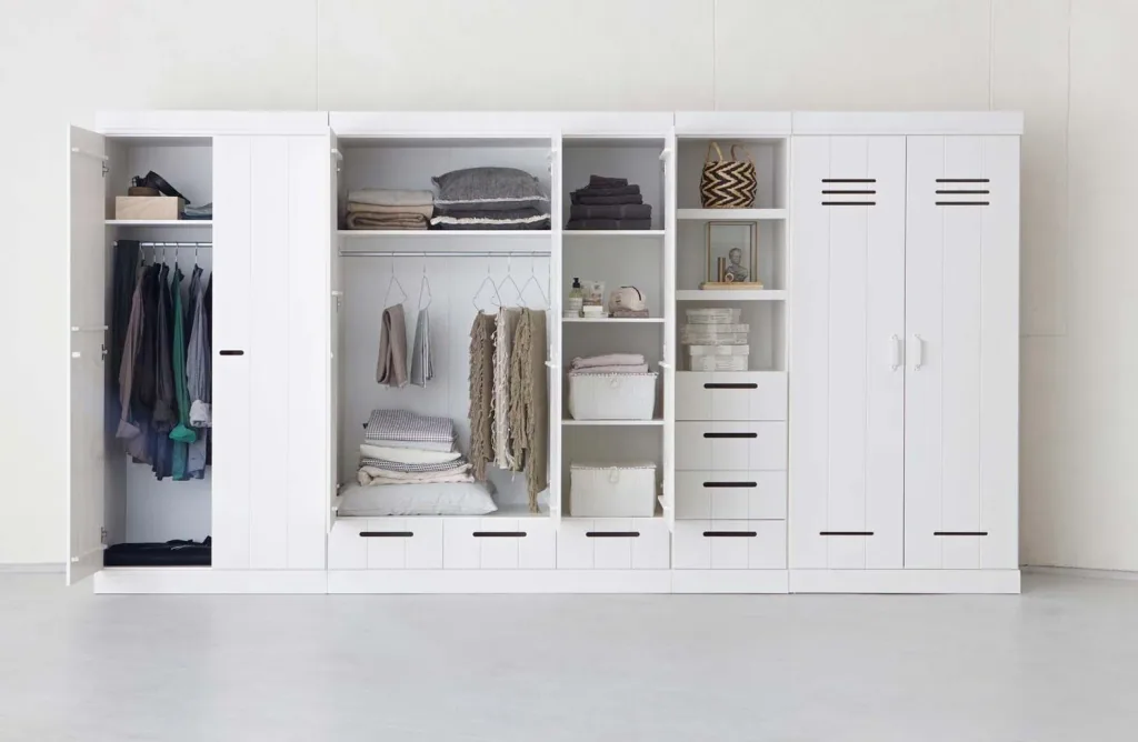 WOOOD 2 türiger Kleiderschrank erweiterbar Schubladen weiss