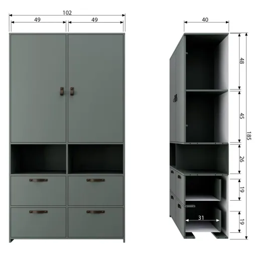 Vtwonen Kleiderschrank grau grün