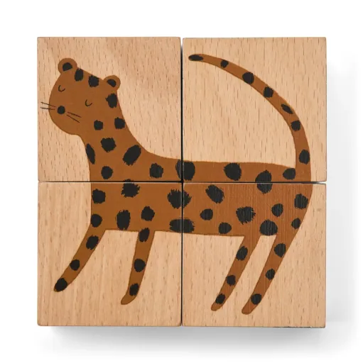 Liewood Puzzle, Holz Puzzle, Holzwürfel - Aage, Farbe: Monster / Nature