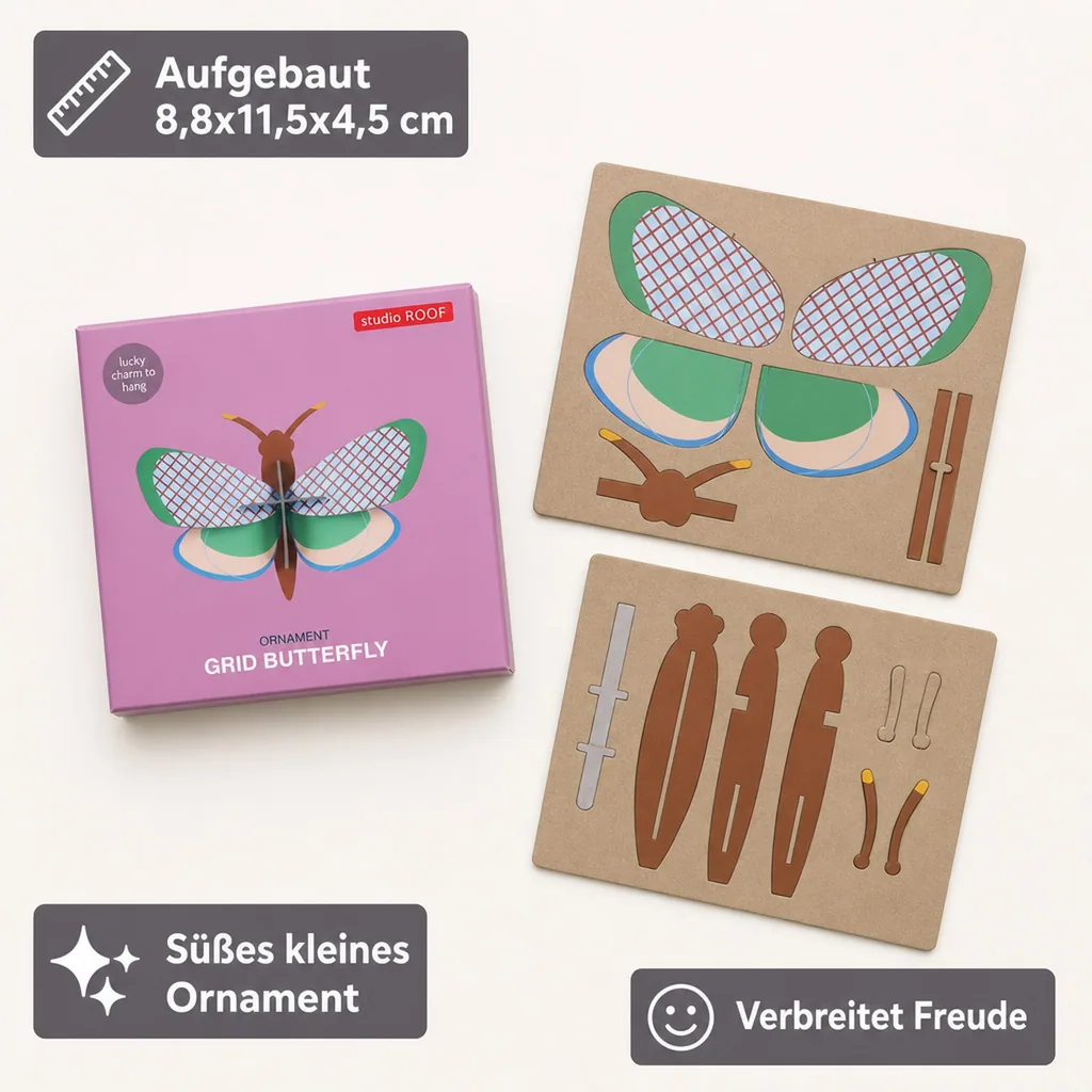 Studio ROOF Ornament, Bastel-Set, 3D Wandobjekt - Gitterschmetterling