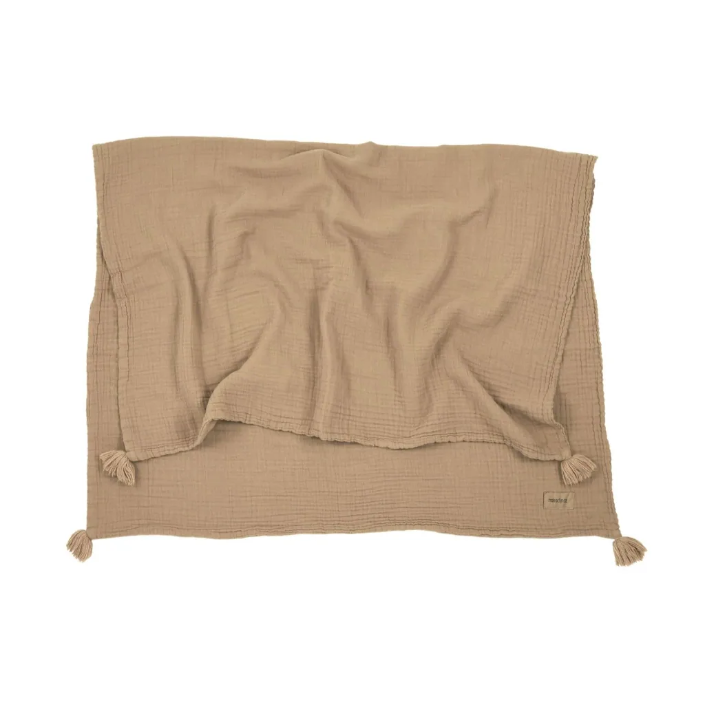 Nobodinoz WABI SABI Babydecke, Musselindecke Doppel, 65 x 100 cm, Farbe: Sesam