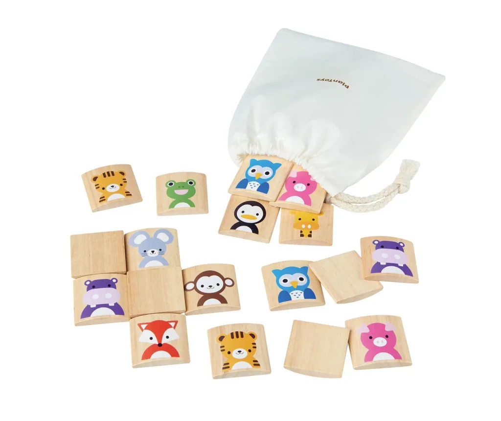 Plan Toys - Gesellschaftsspiel - Tiermemo, Gummibaumholz