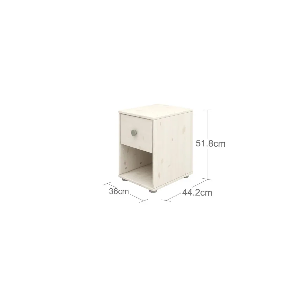Flexa Kommode - Classic, mit 1 Schublade, 36x51,8 cm, Farbe: Weiß gekalkt / Weiß gekalkt / Naturgrün