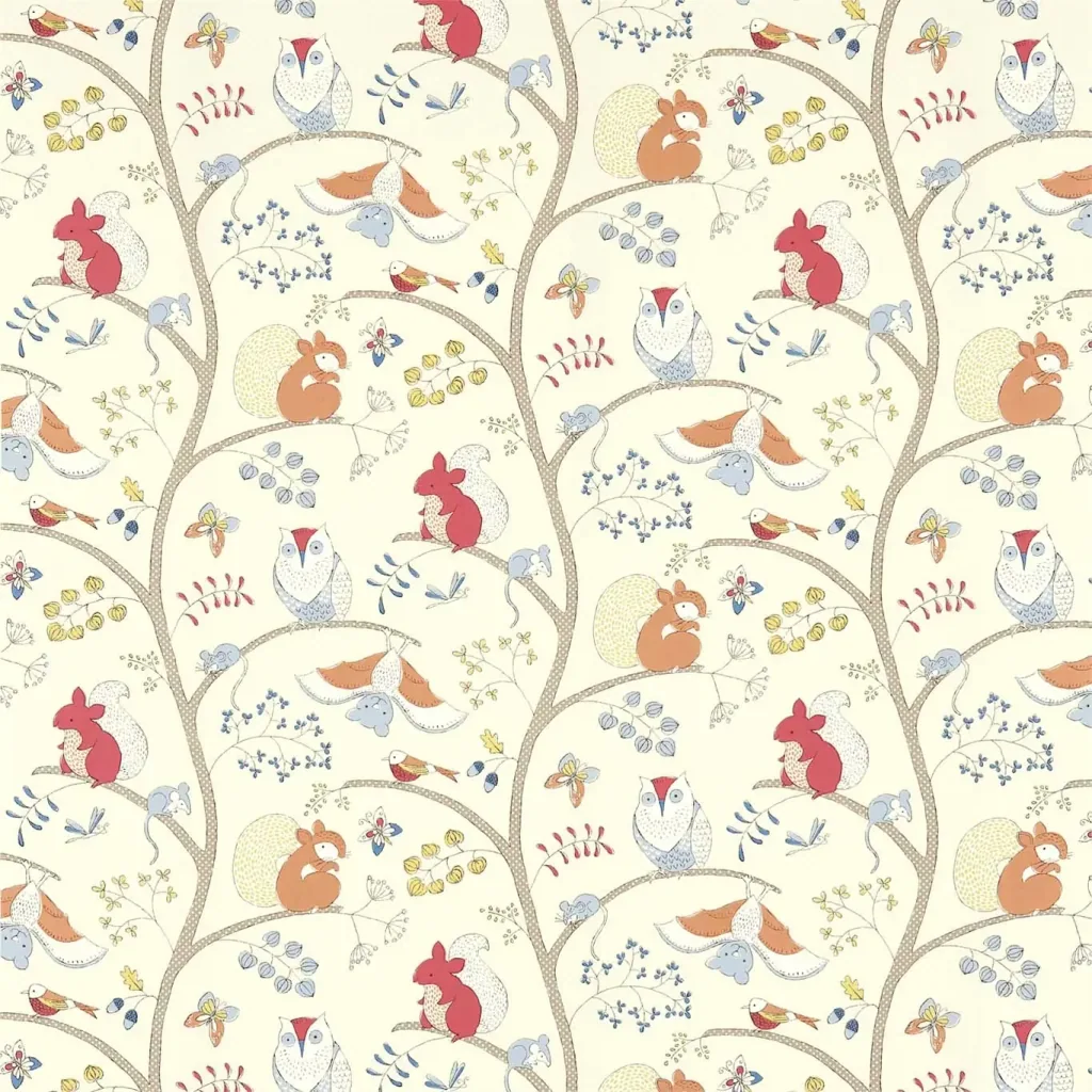 Little Sanderson Abracazoo Motivstoff Baumtiere rot Ingwer