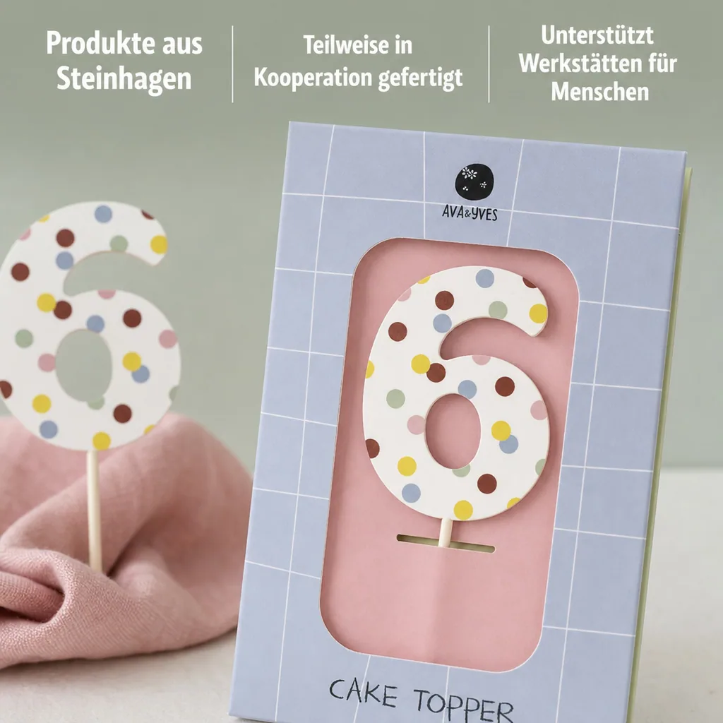 Ava & Yves Cake Topper Zahl "6"