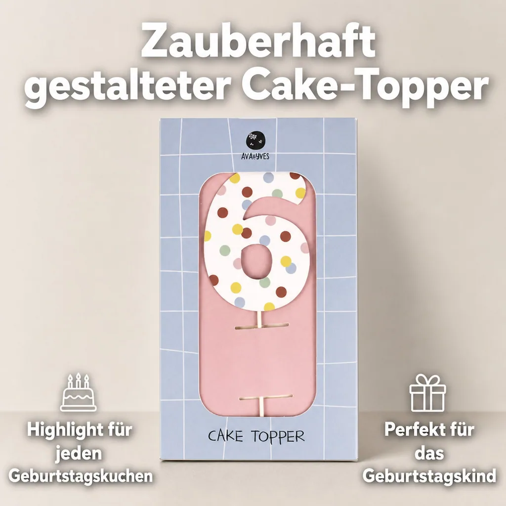 Ava & Yves Cake Topper Zahl "6"