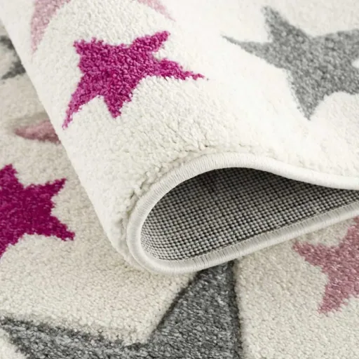 Livone Kinderteppich Stella Sterne rosa grau, Teppichgrösse: 120 x 180 cm