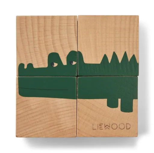 Liewood Puzzle, Holz Puzzle, Holzwürfel - Aage, Farbe: Vehicle / Nature