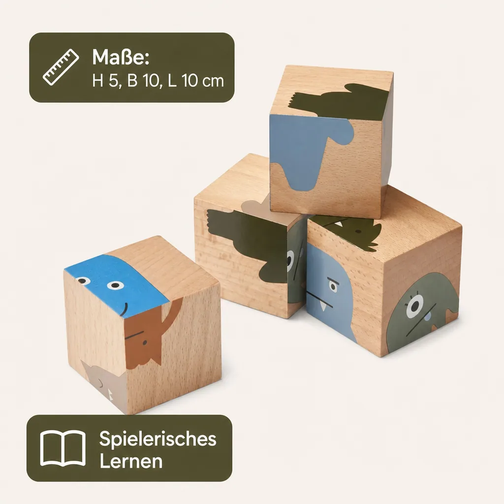Liewood Puzzle, Holz Puzzle, Holzwürfel - Aage, Farbe: Vehicle / Nature