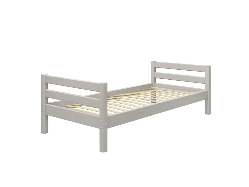 FLEXA Einzelbett, Juniorbett - Classic, Massivholz Kiefer, 90x200 cm, Integrierter Lattenrost, Farbe: Grau gewaschene Kiefer