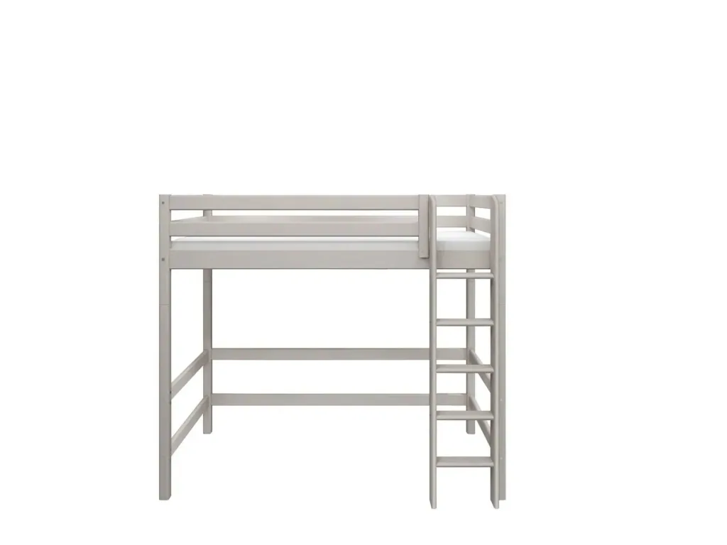 FLEXA Classic Etagenbett, Hochbett, Kiefer - Sicheres & Mitwachsendes Kinderhochbett mit Rutschfester Leiter, 90x200 cm, Farbe: Grau gewaschene Kiefer