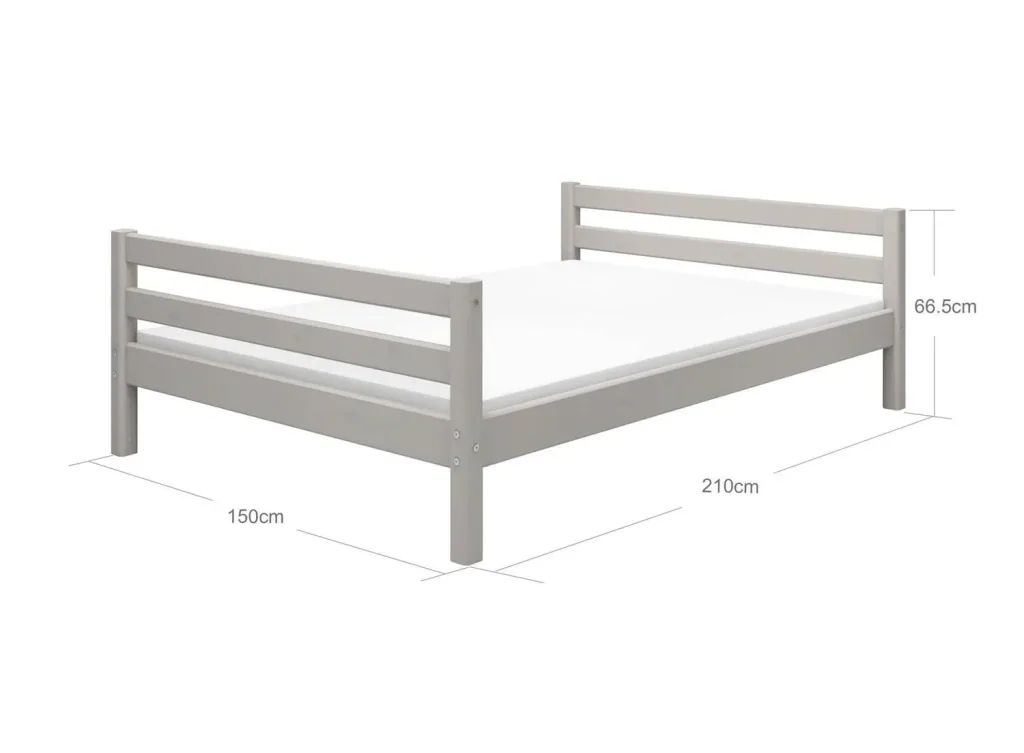 FLEXA Jugendbett, Einzelbett - Classic, Massivholz Kiefer, 140x200 cm, Farbe: Grau gewaschene Kiefer
