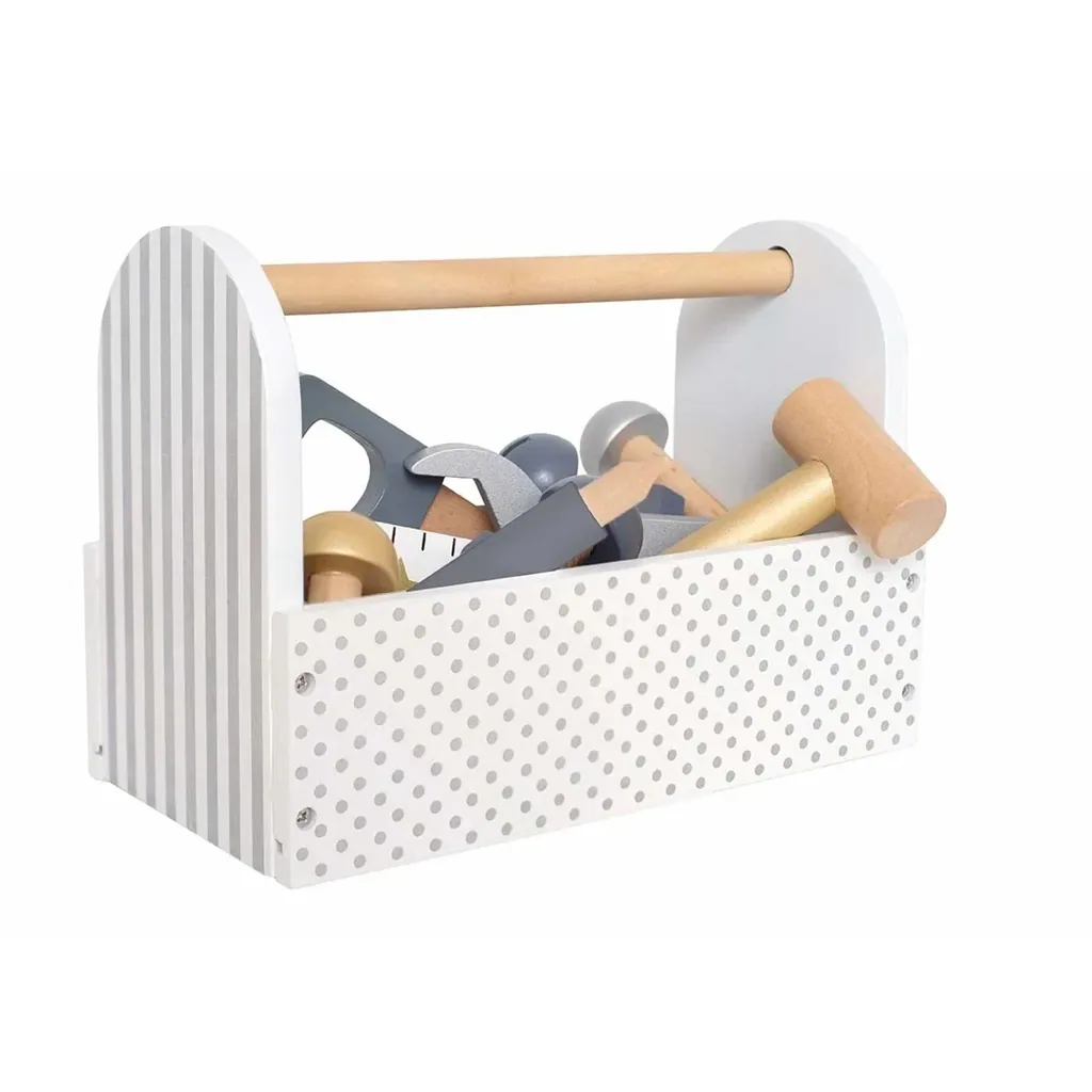 Jabadabado Kinderspielzeug, Kinderwerkzeug, Werkzeugkiste Holz - Teddy, Farbe: silber