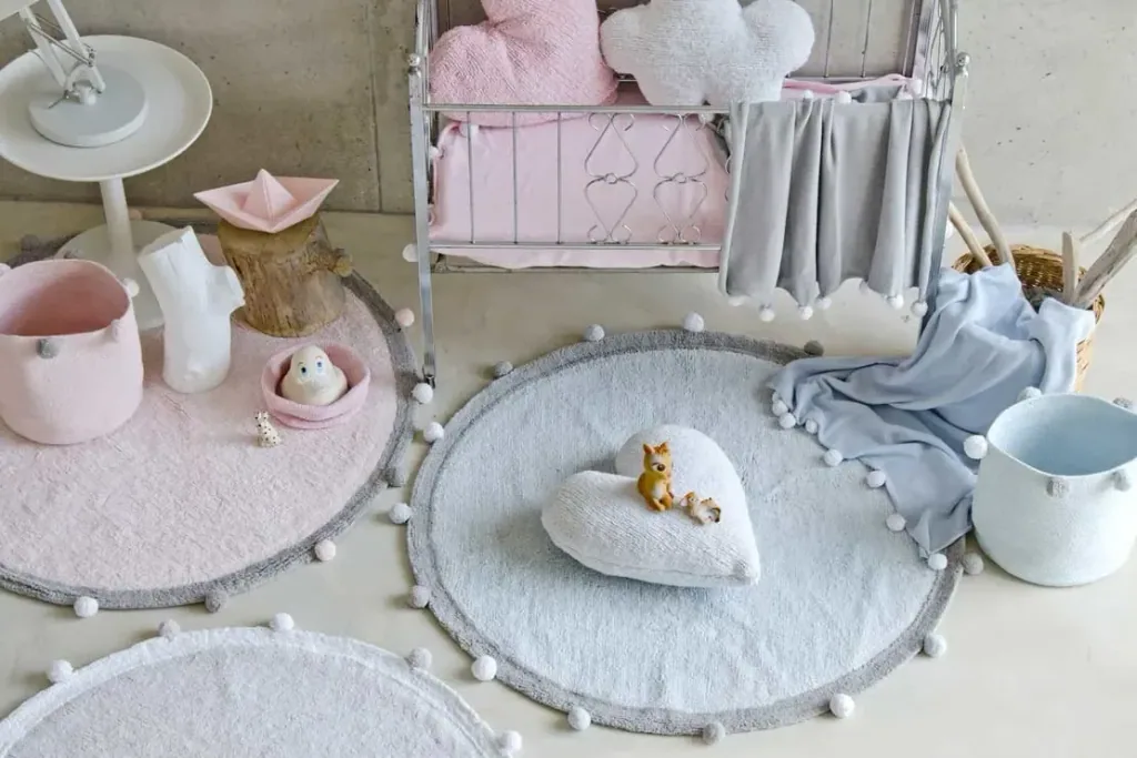 Lorena Canals Teppich rund Baumwolle Bubbly rosa