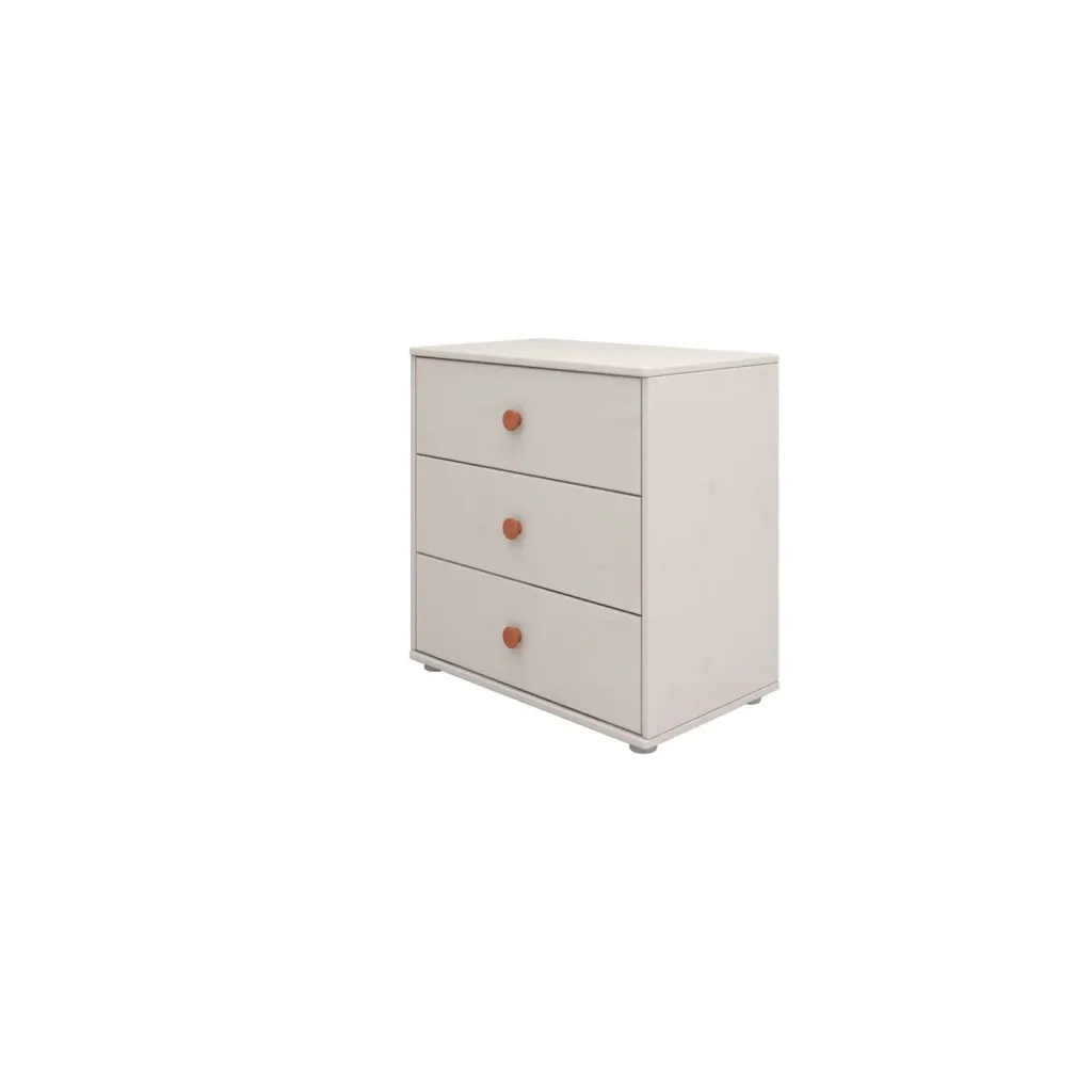 Flexa Kommode - Classic, mit 3 Schublade, 72x74,5 cm, Farbe: Grau gekalkt / Grau gekalkt / Rouge