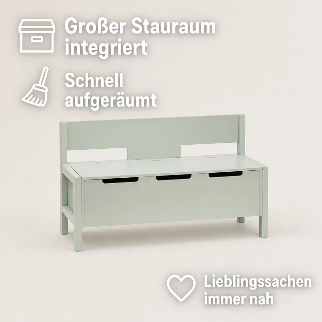 Kids Concept Kinderbank Aufbewahrung Holz hellgrün