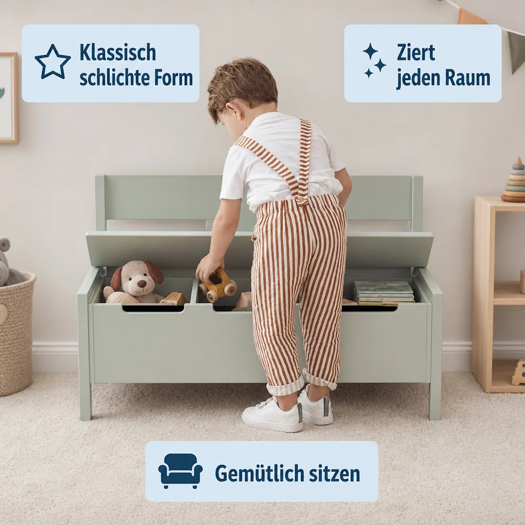 Kids Concept Kinderbank Aufbewahrung Holz hellgrün
