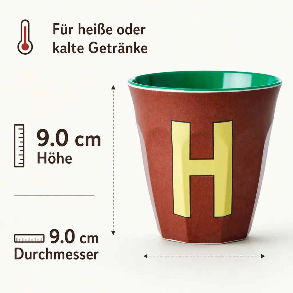 RICE Becher - H, 250 ml, Melamine, Farbe: braun