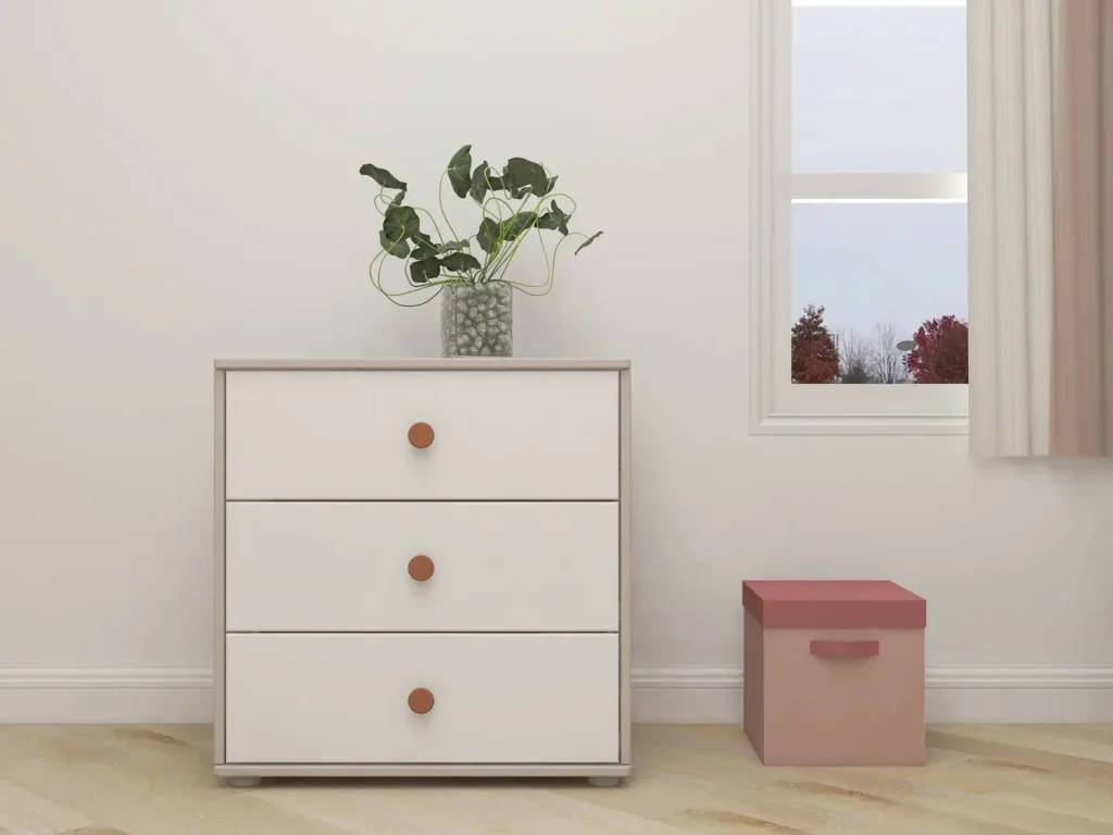 Flexa Kommode - Classic, mit 3 Schublade, 72x74,5 cm, Farbe: Grau gekalkt / Weiß / Rouge