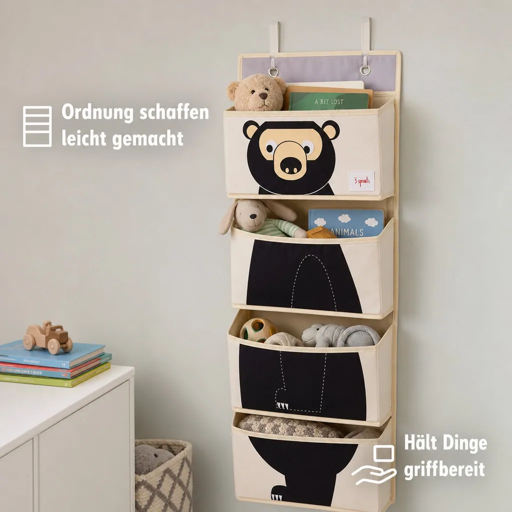 3 Sprouts Wandaufbewahrung Utensilo Bär