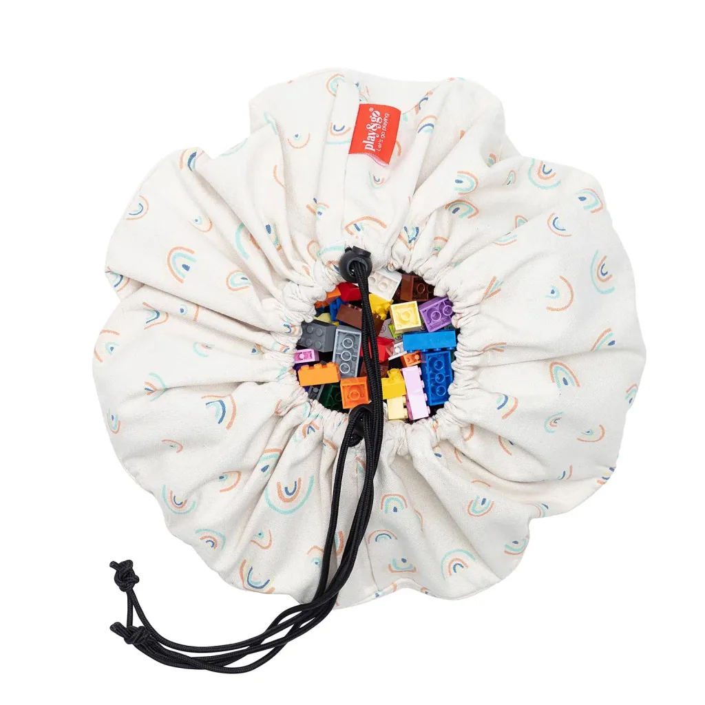 Play&Go Spielzeugsack, Spielzeugkorb, Spielzeug aufbewahrungstasche - Mini, Farbe: Mini-Regenbogen