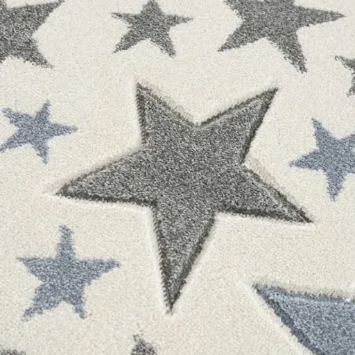 Livone Teppich Stella Sterne blau grau rund, Teppichgrösse: Ø 133 cm
