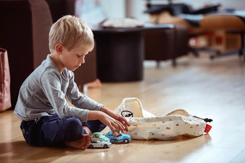 Play&Go Spielzeugsack, Spielzeugkorb, Spielzeug aufbewahrungstasche - Mini, Farbe: Mini-Autos