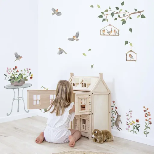 Lilipinso Wandsticker M Rotkehlchen im Vogelhaus